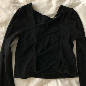 Lace up open back crop top